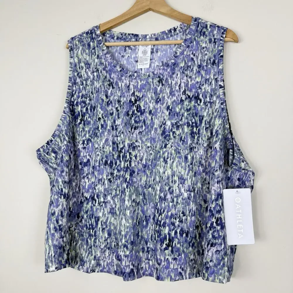 Athleta Ultimate Muscle Tank Women Size 3X Abstract Print NWT $65 UPF Quick Dry - Picture 2 of 8